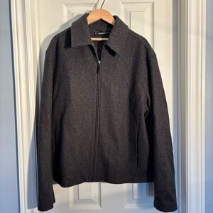 DKNY Dark Grey Wool Zip-Up Jacket M